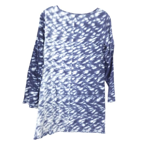 Soft Surroundings Tie Dye Tunic Top XS Blue Cream 3/4 Sleeve Abstract Print - Picture 4 of 7